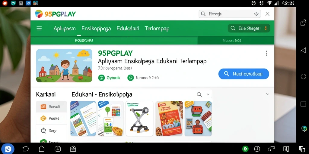 Tampilan antarmuka aplikasi Ensiklopedia 95PGPLAY yang menarik.