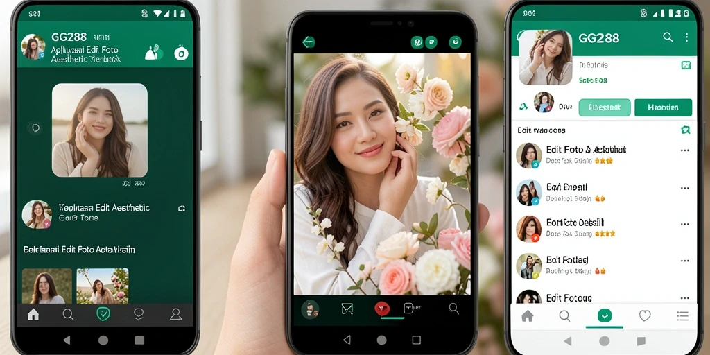 Antarmuka aplikasi GG288 untuk edit foto aesthetic yang mudah digunakan.