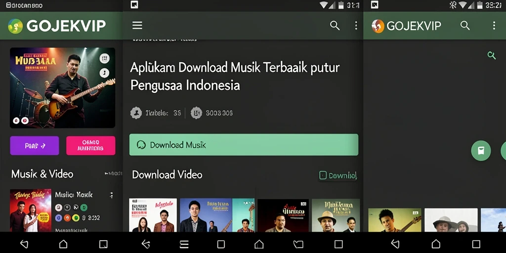 Antarmuka aplikasi GOJEKVIP untuk Download Musik yang menawan dan user-friendly.