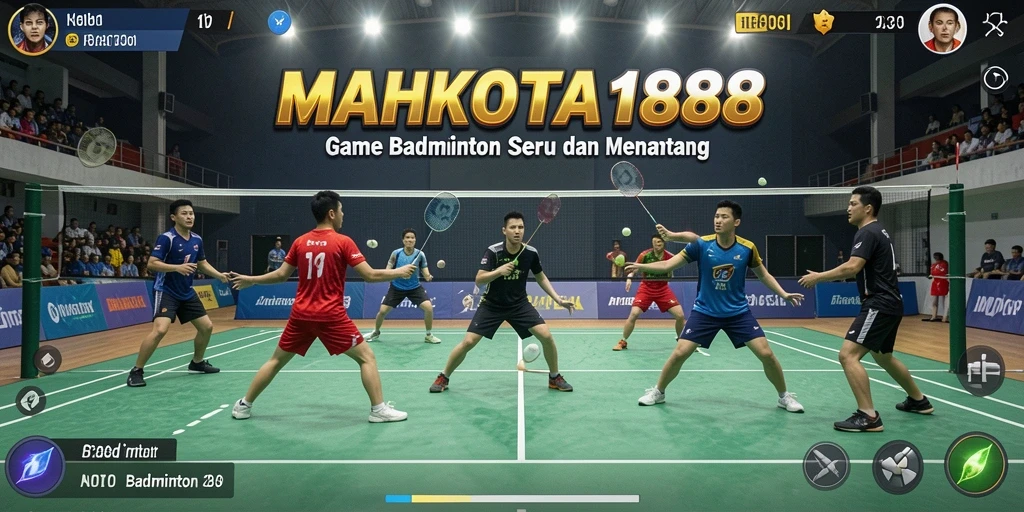 Antarmuka permainan MAHKOTA188 dengan visual badminton yang menakjubkan.