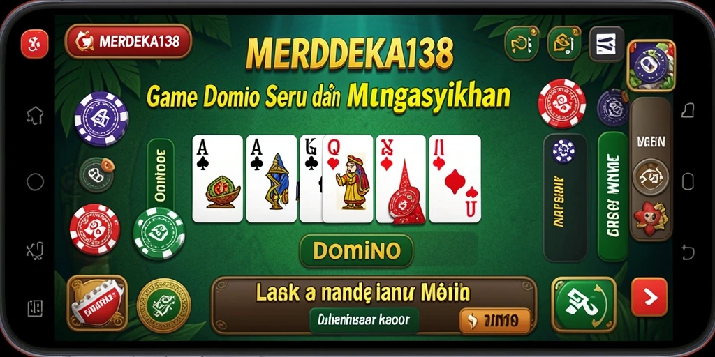 Tampilan antarmuka game Domino MERDEKA138 yang menarik dan interaktif.