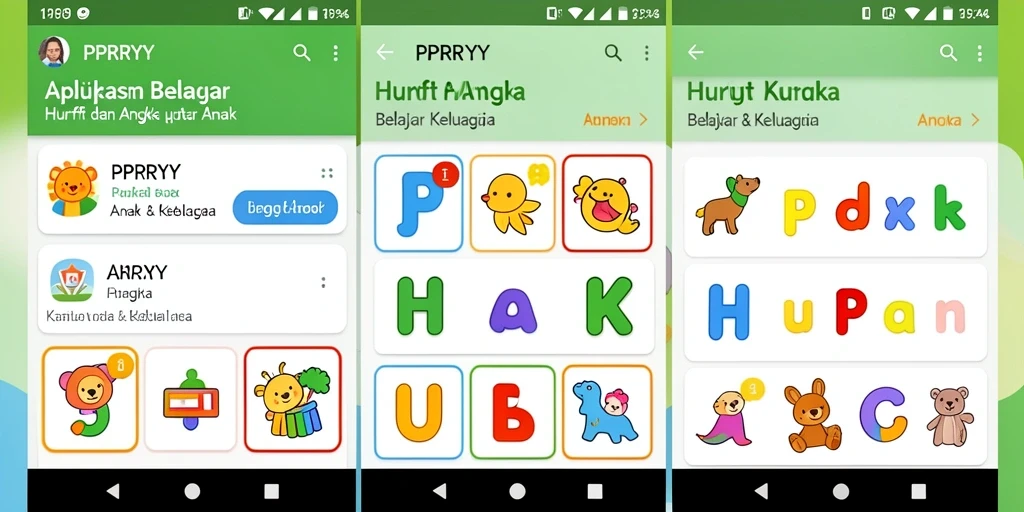 Tampilan antarmuka aplikasi Belajar Huruf Angka yang interaktif dan menarik.