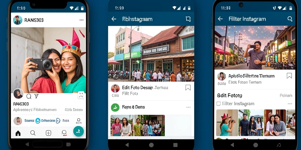 Antarmuka RANS303 dengan berbagai pilihan filter Instagram.
